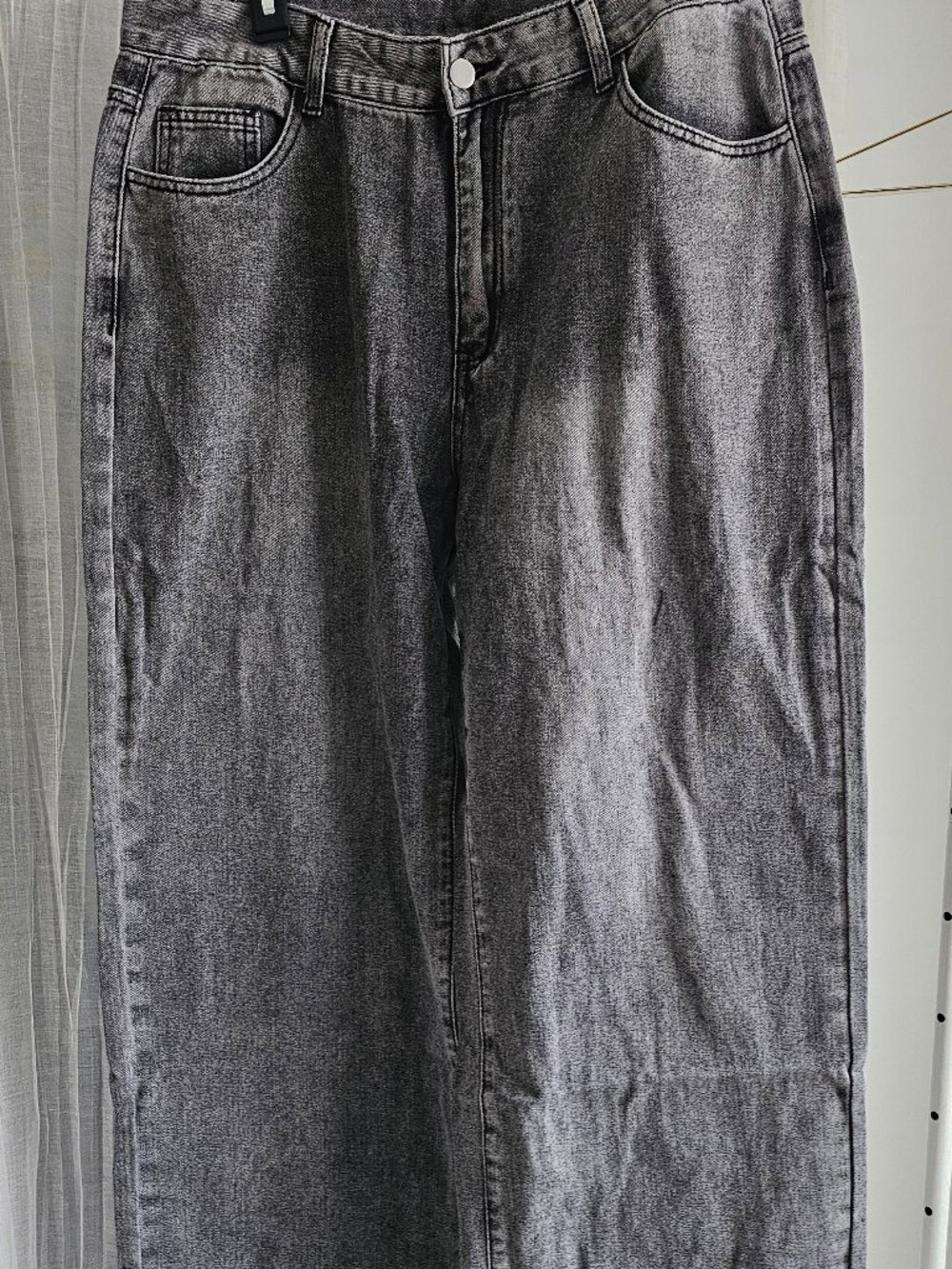 Women's High Waisted Wide Leg Gray Jeans Size XL NEW